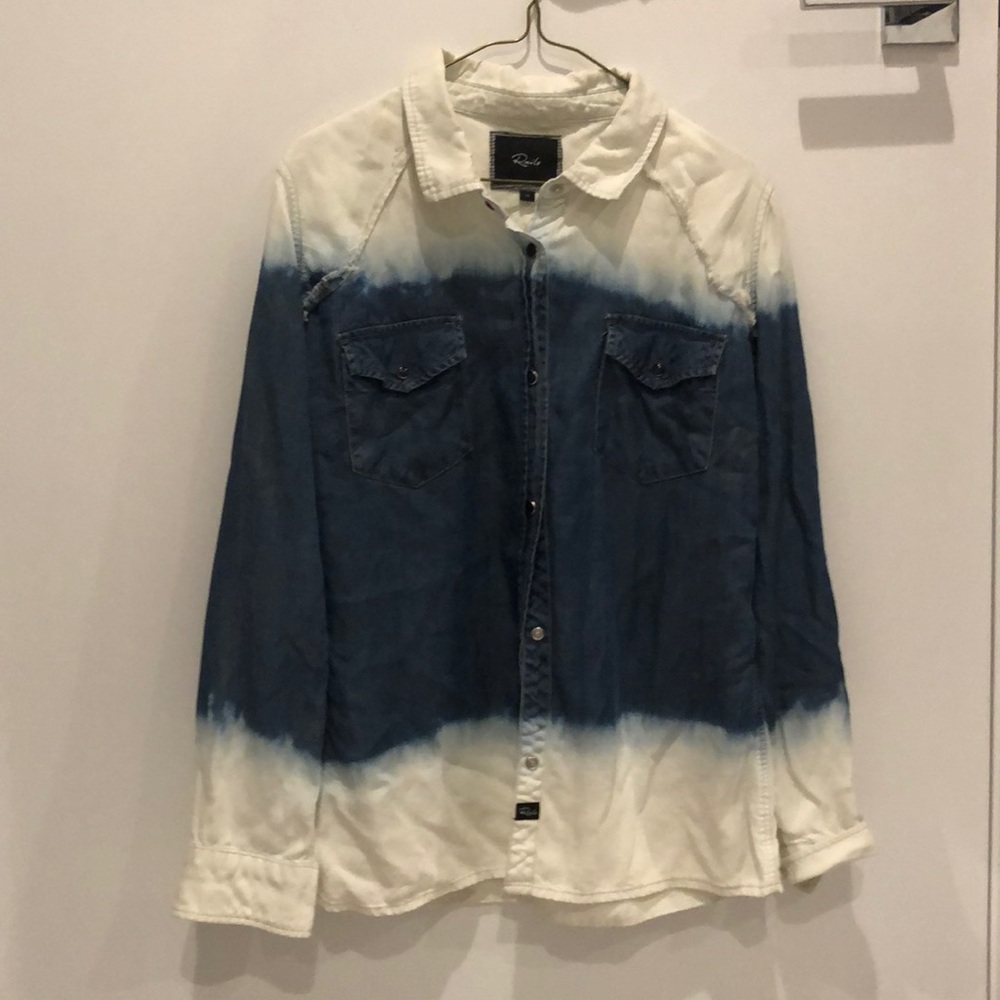 Rails ombré distressed stretch chambray shirt